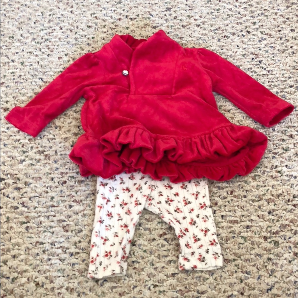 Ralph Lauren Velvet Top and Floral Pants Set